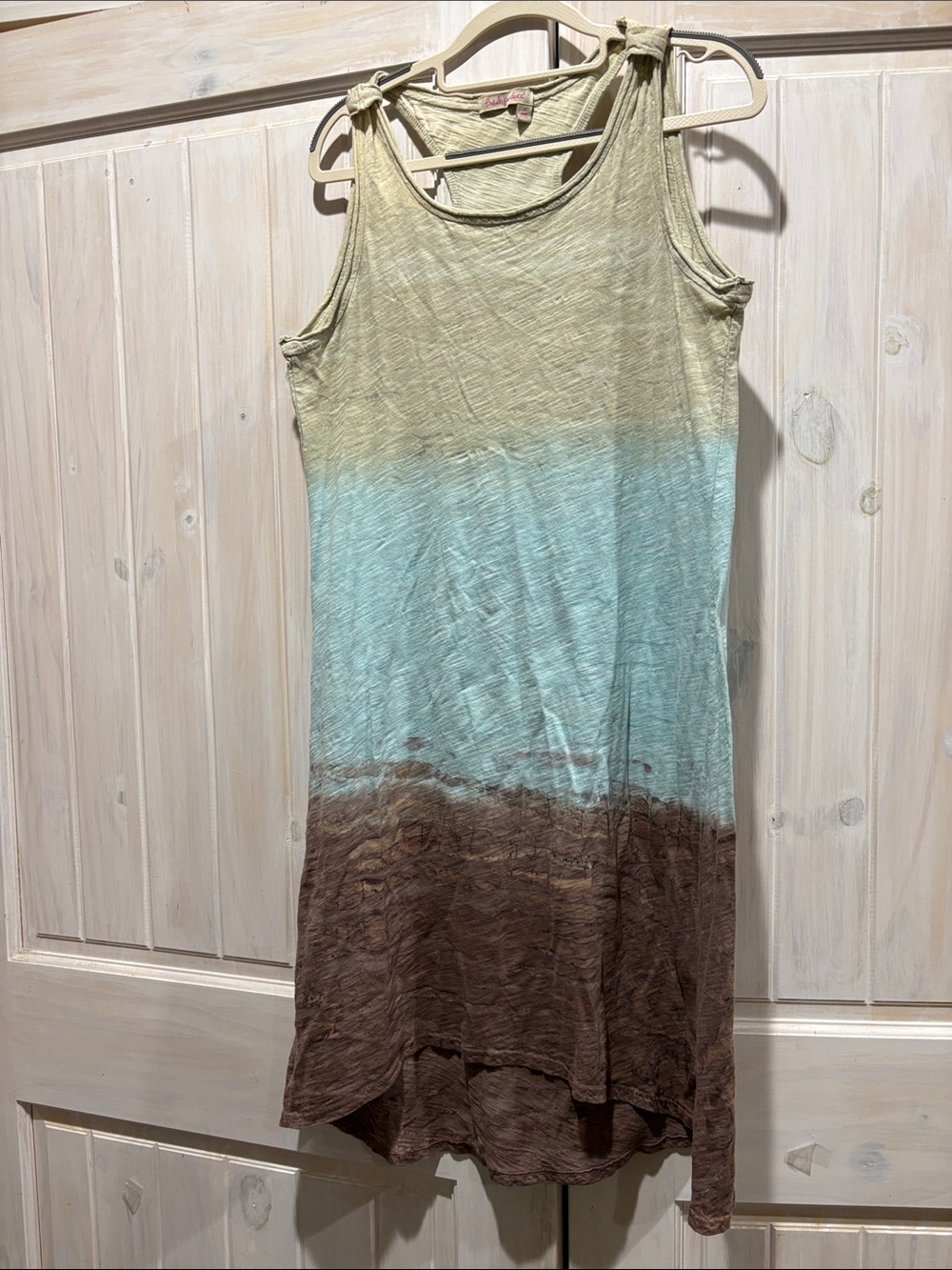 fresh produce Sleeveless Ombre Midi Dress in Sage, Aqua & Brown